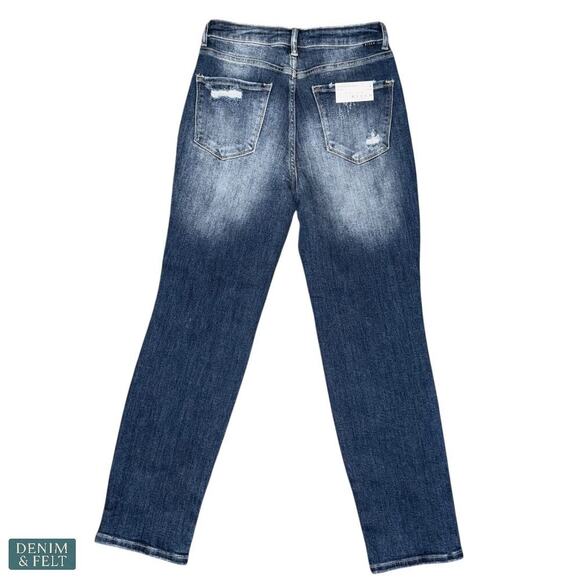 Risen Los Angeles RDP5163 Distressed Boyfriend Jeans Dark Wash Size 5/27 NEW - Picture 2 of 10